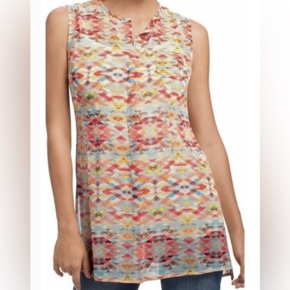 Anthropologie Cabi Avery Southwestern Midwestern Button Down Pattern Top‎ Medium - Picture 1 of 16